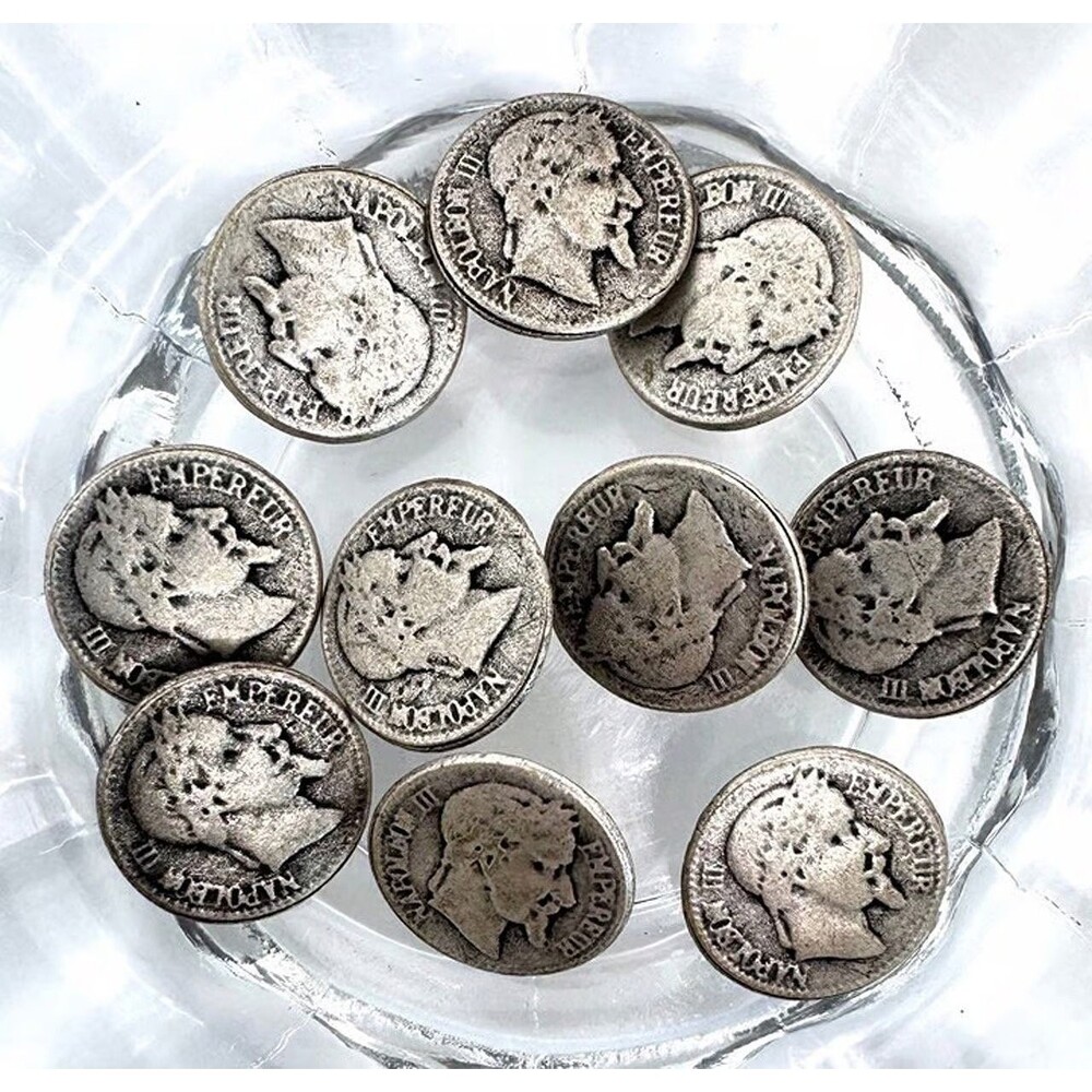 10pcs Beads for Jewelry #21745 Silver Metal Coin Buttons